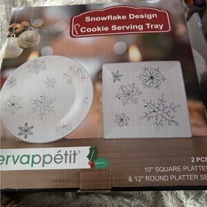 Snowflake Design Cookie Serving Tray Set